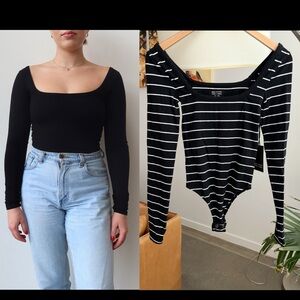 NWT Brunette The Label Long Sleeve Square Neck Bodysuit